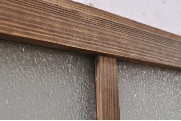 アンティーク建具　レトロな雰囲気を醸し出す小さなガラス窓2枚セット(引き戸、ガラス戸)(R-068296)