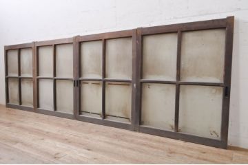 アンティーク建具　インテリアに取り入れやすいシンプルなデザインのガラス窓4枚セット(引き戸、ガラス戸)(R-068298)
