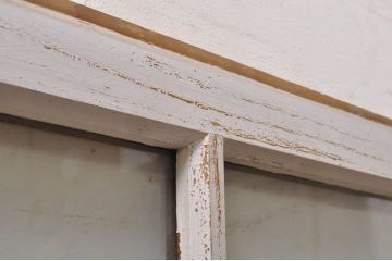 アンティーク建具　ペイント仕上げ限定　インテリアに取り入れやすいシンプルなデザインのペイントガラス窓2枚セット(引き戸、ガラス戸)(R-068299)
