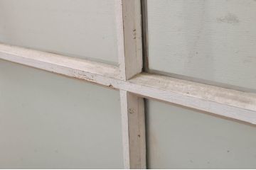 アンティーク建具　ペイント仕上げ限定　インテリアに取り入れやすいシンプルなデザインのペイントガラス窓2枚セット(引き戸、ガラス戸)(R-068299)