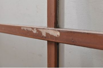 アンティーク建具　ペイント仕上げ限定　インテリアに取り入れやすいシンプルなデザインのペイントガラス窓2枚セット(引き戸、ガラス戸)(R-068299)