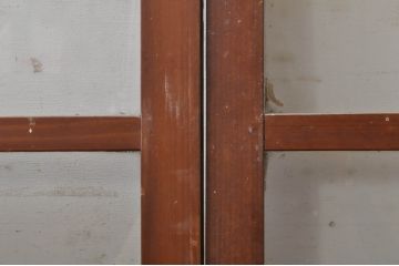アンティーク建具　ペイント仕上げ限定　インテリアに取り入れやすいシンプルなデザインのペイントガラス窓2枚セット(引き戸、ガラス戸)(R-068299)