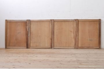 アンティーク建具　杉板1枚板　落ち着いた和の空間を演出する板戸窓4枚セット(引き戸)(R-068301)