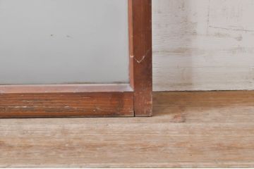 アンティーク建具　希少　ペイント仕上げ限定　レトロな雰囲気漂う小窓付きのペイントガラス窓2枚セット(引き戸、ガラス戸)(R-068302)