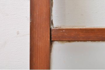 アンティーク建具　希少　ペイント仕上げ限定　レトロな雰囲気漂う小窓付きのペイントガラス窓2枚セット(引き戸、ガラス戸)(R-068302)