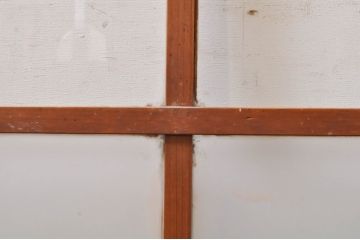 アンティーク建具　希少　ペイント仕上げ限定　レトロな雰囲気漂う小窓付きのペイントガラス窓2枚セット(引き戸、ガラス戸)(R-068302)