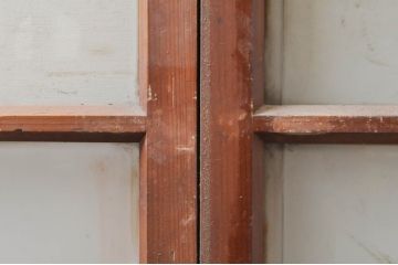 アンティーク建具　希少　レトロな雰囲気漂う小窓付きのガラス窓2枚セット(引き戸、ガラス戸)(R-068303)