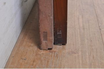 アンティーク建具　希少　レトロな雰囲気漂う小窓付きのガラス窓2枚セット(引き戸、ガラス戸)(R-068303)