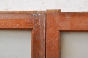アンティーク建具　大正ロマン　どこか懐かしい雰囲気漂うガラス窓2枚セット(引き戸、ガラス戸)(R-068304)