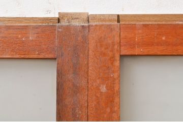 アンティーク建具　大正ロマン　どこか懐かしい雰囲気漂うガラス窓2枚セット(引き戸、ガラス戸)(R-068304)