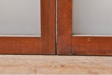 アンティーク建具　大正ロマン　どこか懐かしい雰囲気漂うガラス窓2枚セット(引き戸、ガラス戸)(R-068304)