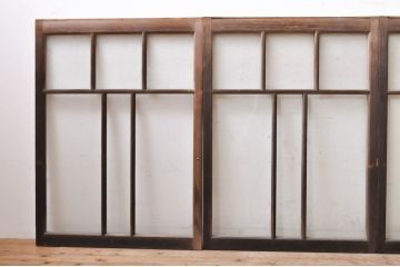 アンティーク建具　大正ロマン　懐かしい雰囲気のガラス窓4枚セット(引き戸、ガラス戸)(R-068305)