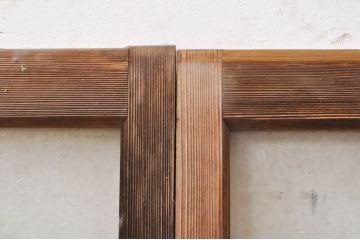 アンティーク建具　大正ロマン　懐かしい雰囲気のガラス窓2枚セット(引き戸、ガラス戸)(R-068306)