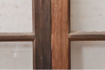 アンティーク建具　大正ロマン　懐かしい雰囲気のガラス窓2枚セット(引き戸、ガラス戸)(R-068307)