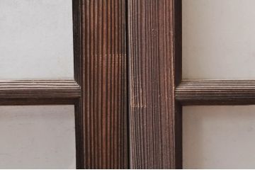 アンティーク建具　大正ロマン　懐かしい雰囲気のガラス窓3枚セット(引き戸、ガラス戸)(R-068308)
