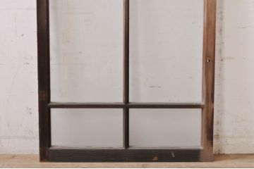 アンティーク建具　大正ロマン　経年を感じさせる古い木味が魅力のガラス窓1枚(ガラス戸、引き戸)(R-068309)