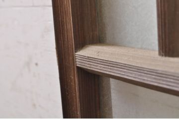 アンティーク建具　大正ロマン　経年を感じさせる古い木味が魅力のガラス窓1枚(ガラス戸、引き戸)(R-068309)