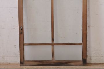 アンティーク建具　大正ロマン　経年を感じさせる古い木味が魅力のガラス窓1枚(ガラス戸、引き戸)(R-068309)