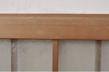 アンティーク建具　大正ロマン　経年を感じさせる古い木味が魅力のガラス窓1枚(ガラス戸、引き戸)(R-068309)