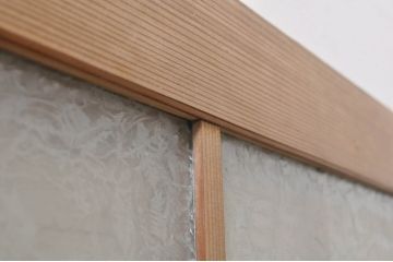 アンティーク建具　大正ロマン　経年を感じさせる古い木味が魅力のガラス窓1枚(ガラス戸、引き戸)(R-068309)