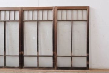 アンティーク建具　大正ロマンなお部屋作りにおすすめなガラス窓4枚セット(引き戸、ガラス戸)(R-068310)