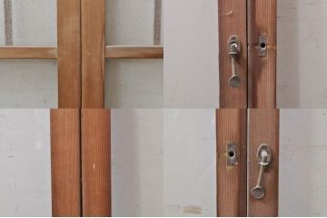アンティーク建具　大正ロマンなお部屋作りにおすすめなガラス窓4枚セット(引き戸、ガラス戸)(R-068310)
