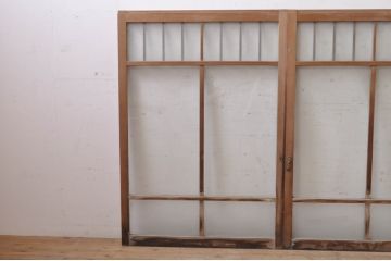 アンティーク建具　大正ロマンなお部屋作りにおすすめなガラス窓2枚セット(引き戸、ガラス戸)(R-068311)