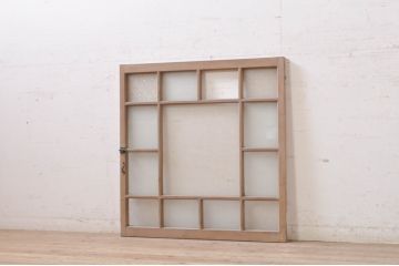 アンティーク建具　大正ロマン　レトロな空間作りにおすすめなガラス扉1枚(ガラス窓、木製扉、嵌め殺し、FIX窓、フィックス)(R-068312)