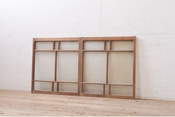 アンティーク建具　大正ロマンの雰囲気を高めるガラス窓2枚セット(引き戸、ガラス戸)(R-068313)