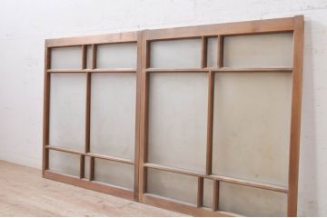 アンティーク建具　大正ロマンの雰囲気を高めるガラス窓2枚セット(引き戸、ガラス戸)(R-068313)