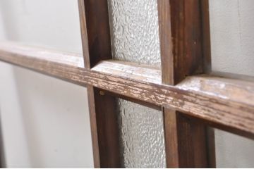 アンティーク建具　大正ロマン　腰抜欅(ケヤキ)材　ノスタルジックな雰囲気漂う幅広ガラス戸1枚(引き戸)(R-068314)
