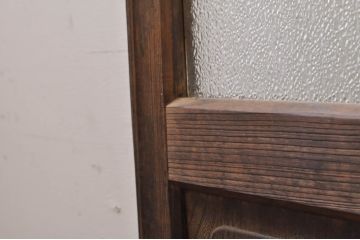 アンティーク建具　大正ロマン　腰抜欅(ケヤキ)材　ノスタルジックな雰囲気漂う幅広ガラス戸1枚(引き戸)(R-068314)