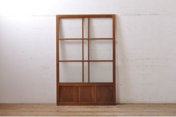 アンティーク建具　大正ロマン　腰抜欅(ケヤキ)材　ノスタルジックな雰囲気漂う幅広ガラス戸1枚(引き戸)(R-068314)