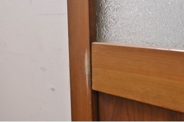 アンティーク建具　大正ロマン　腰抜欅(ケヤキ)材　ノスタルジックな雰囲気漂う幅広ガラス戸1枚(引き戸)(R-068314)