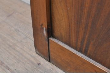 アンティーク建具　大正ロマン　腰抜欅(ケヤキ)材　ノスタルジックな雰囲気漂う幅広ガラス戸1枚(引き戸)(R-068314)