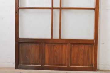アンティーク建具　大正ロマン　腰抜欅(ケヤキ)材　ノスタルジックな雰囲気漂う幅広ガラス戸1枚(引き戸)(R-068315)
