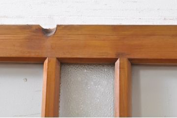 アンティーク建具　大正ロマン　腰抜欅(ケヤキ)材　ノスタルジックな雰囲気漂う幅広ガラス戸1枚(引き戸)(R-068315)