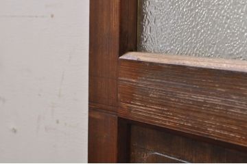 アンティーク建具　大正ロマン　腰抜欅(ケヤキ)材　ノスタルジックな雰囲気漂う幅広ガラス戸1枚(引き戸)(R-068315)