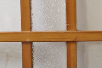 アンティーク建具　大正ロマン　腰抜欅(ケヤキ)材　ノスタルジックな雰囲気漂う幅広ガラス戸1枚(引き戸)(R-068315)