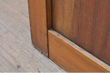 アンティーク建具　大正ロマン　腰抜欅(ケヤキ)材　ノスタルジックな雰囲気漂う幅広ガラス戸1枚(引き戸)(R-068315)