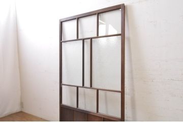 アンティーク建具　大正ロマン　温かみのある木味が魅力的な幅広ガラス戸1枚(引き戸)(R-068316)