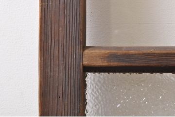 アンティーク建具　大正ロマン　温かみのある木味が魅力的な幅広ガラス戸1枚(引き戸)(R-068316)
