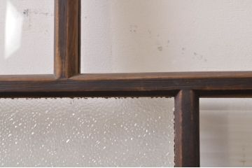 アンティーク建具　大正ロマン　温かみのある木味が魅力的な幅広ガラス戸1枚(引き戸)(R-068316)