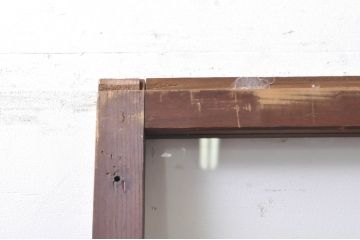 アンティーク建具　大正ロマン　温かみのある木味が魅力的な幅広ガラス戸1枚(引き戸)(R-068316)