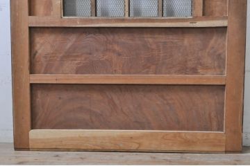 アンティーク建具　総欅(ケヤキ)材　鏡板1枚板　重厚感のある佇まいが魅力の升目(マス目)格子蔵戸1枚(きつね格子、狐格子、格子戸、玄関戸、引き戸)(R-068317)