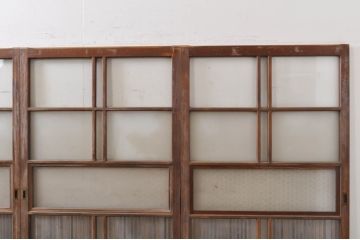 アンティーク建具　上手物!!　大正ロマンなお部屋作りにおすすめな格子入りガラス戸4枚セット(引き戸)(R-068318)