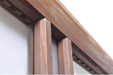 アンティーク建具　上手物!!　大正ロマンなお部屋作りにおすすめな格子入りガラス戸4枚セット(引き戸)(R-068318)
