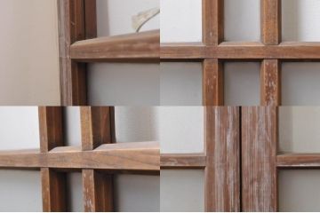 アンティーク建具　上手物!!　大正ロマンなお部屋作りにおすすめな格子入りガラス戸4枚セット(引き戸)(R-068318)