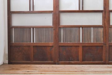 アンティーク建具　上手物!!　大正ロマンなお部屋作りにおすすめな格子入りガラス戸4枚セット(引き戸)(R-068318)