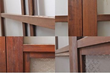 アンティーク建具　上手物!!　大正ロマンなお部屋作りにおすすめな格子入りガラス戸4枚セット(引き戸)(R-068318)